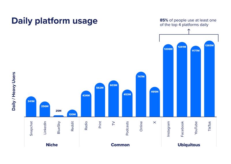 Daily social media platform usage